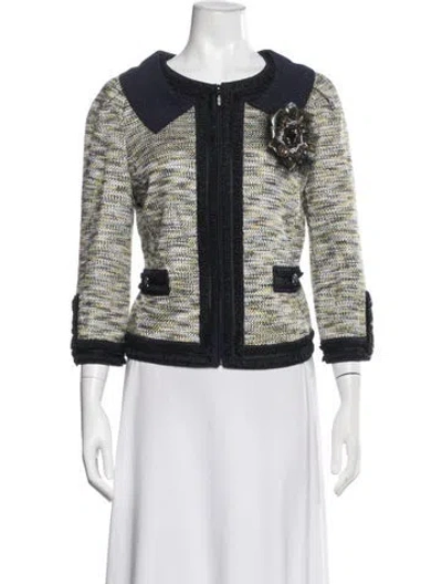 Pre-owned St. John Couture Tweed Pattern Jacket In Black