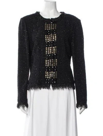 Pre-owned St. John Couture Tweed Pattern Jacket In Black