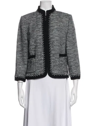 Pre-owned St. John Couture Tweed Pattern Jacket In Black