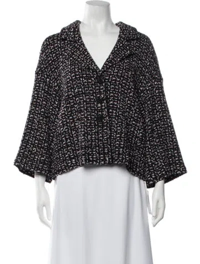 Pre-owned St. John Couture Tweed Pattern Jacket In Black/purple