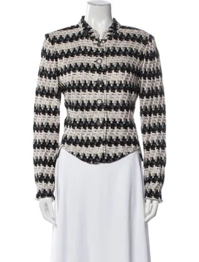 Pre-owned St. John Couture Tweed Pattern Jacket In Black/white