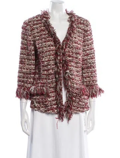 Pre-owned St. John Couture Tweed Pattern Jacket In Brown