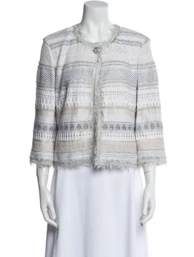 Pre-owned St. John Couture Tweed Pattern Jacket In Gray