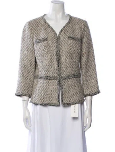 Pre-owned St. John Couture Tweed Pattern Jacket In Gray