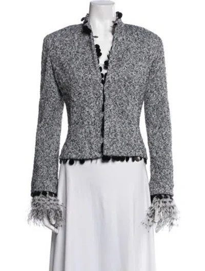 Pre-owned St. John Couture Tweed Pattern Jacket In Grey
