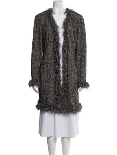 Pre-owned St. John Couture Tweed Pattern Jacket In Metallic/neutrals