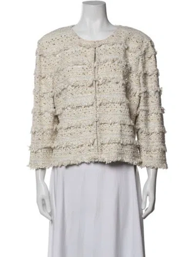 Pre-owned St. John Couture Tweed Pattern Jacket In Metallic/neutrals
