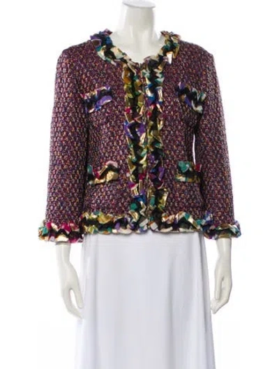 Pre-owned St. John Couture Tweed Pattern Jacket In Multi