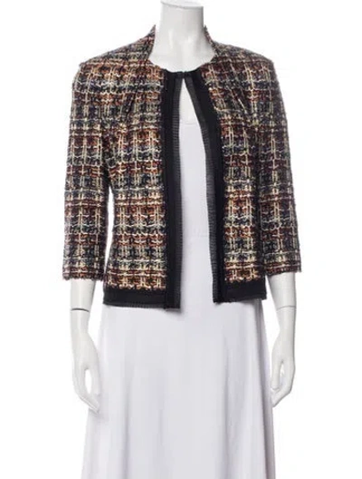 Pre-owned St. John Couture Tweed Pattern Jacket In Multicolor