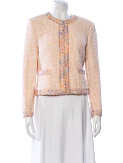 Pre-owned St. John Couture Tweed Pattern Jacket In Neutral
