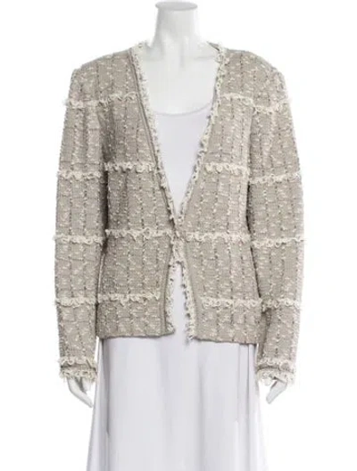 Pre-owned St. John Couture Tweed Pattern Jacket In Neutral