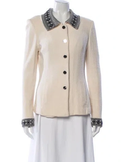 Pre-owned St. John Couture Tweed Pattern Jacket In Neutral