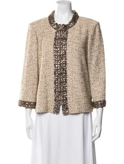 Pre-owned St. John Couture Tweed Pattern Jacket In Neutral