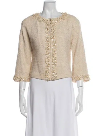 Pre-owned St. John Couture Tweed Pattern Jacket In Neutral