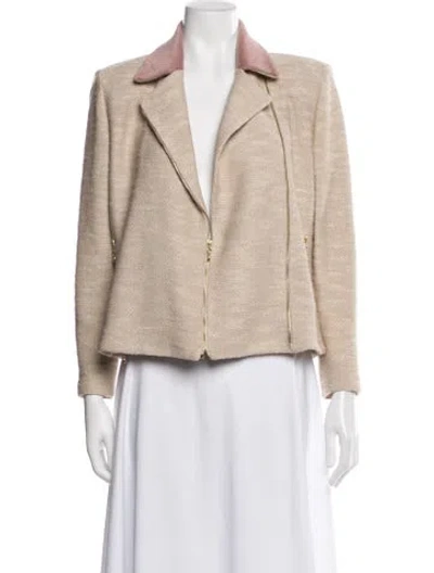 Pre-owned St. John Couture Tweed Pattern Jacket In Neutral
