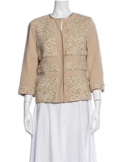 Pre-owned St. John Couture Tweed Pattern Jacket In Neutrals