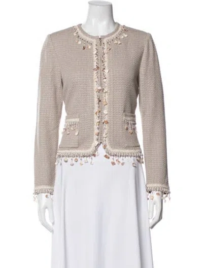 Pre-owned St. John Couture Tweed Pattern Jacket In Neutrals