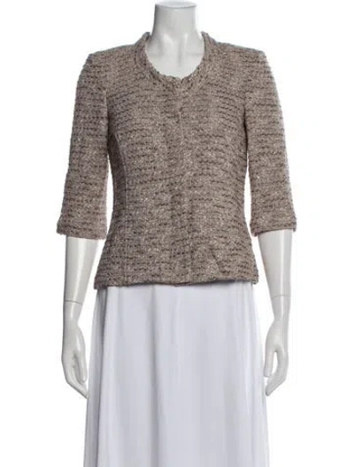 Pre-owned St. John Couture Tweed Pattern Jacket In Neutrals