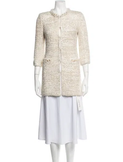 Pre-owned St. John Couture Tweed Pattern Jacket In Neutrals