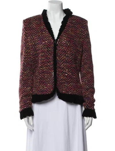 Pre-owned St. John Couture Tweed Pattern Jacket In Pink