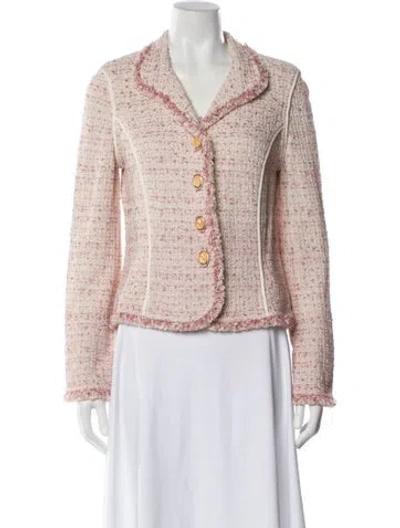 Pre-owned St. John Couture Tweed Pattern Jacket In Pink