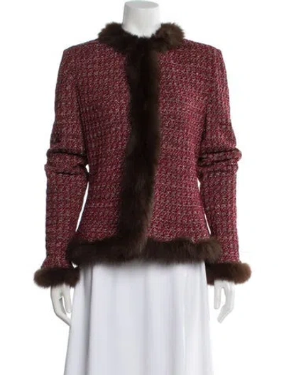 Pre-owned St. John Couture Tweed Pattern Jacket In Red