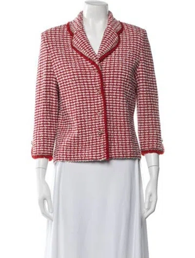 Pre-owned St. John Couture Tweed Pattern Jacket In Red