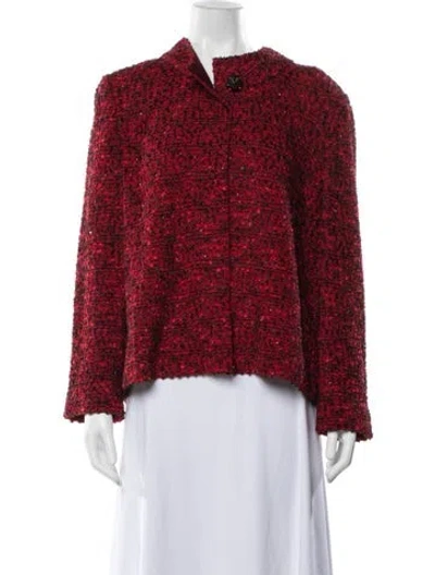 Pre-owned St. John Couture Tweed Pattern Jacket In Red