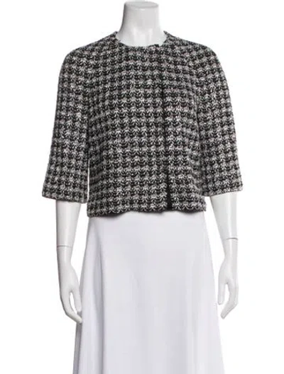 Pre-owned St. John Couture Tweed Pattern Jacket In White
