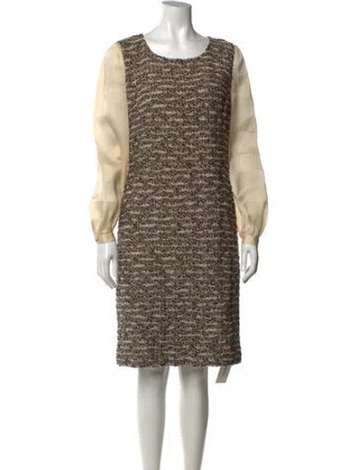 Pre-owned St. John Couture Tweed Pattern Knee-length Dress In Black
