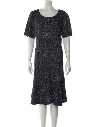 Pre-owned St. John Couture Tweed Pattern Knee-length Dress In Multi