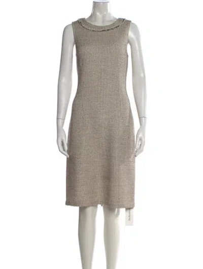 Pre-owned St. John Couture Tweed Pattern Knee-length Dress In Neutral