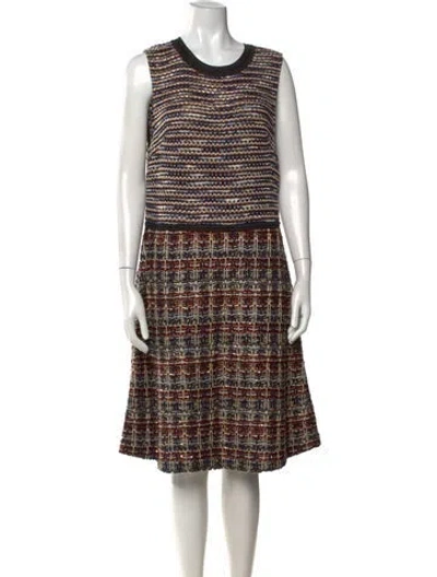 Pre-owned St. John Couture Tweed Pattern Knee-length Dress In Orange