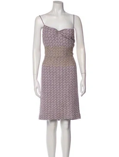 Pre-owned St. John Couture Tweed Pattern Knee-length Dress In Purple