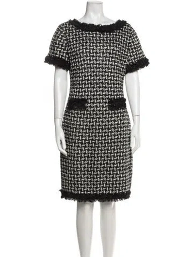 Pre-owned St. John Couture Tweed Pattern Knee-length Dress W/ Tags In Black
