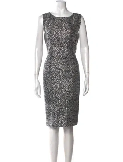 Pre-owned St. John Couture Tweed Pattern Knee-length Dress W/ Tags In Silver