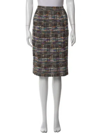 Pre-owned St. John Couture Tweed Pattern Knee-length Skirt In Black