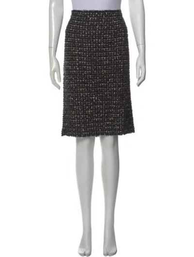 Pre-owned St. John Couture Tweed Pattern Knee-length Skirt In Black