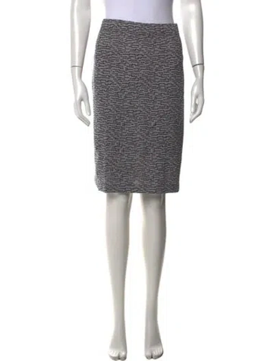 Pre-owned St. John Couture Tweed Pattern Knee-length Skirt In Black