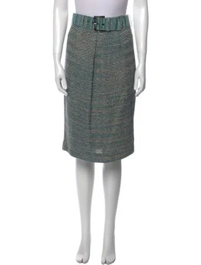 Pre-owned St. John Couture Tweed Pattern Knee-length Skirt In Blue