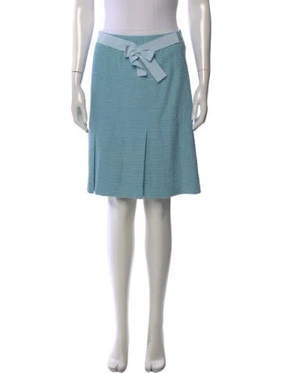 Pre-owned St. John Couture Tweed Pattern Knee-length Skirt In Blue