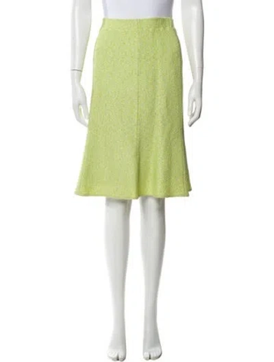 Pre-owned St. John Couture Tweed Pattern Knee-length Skirt In Green