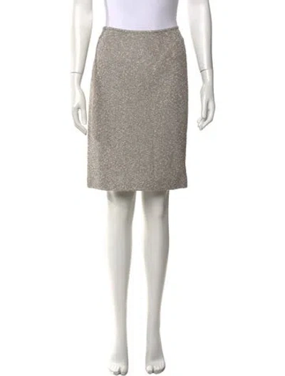 Pre-owned St. John Couture Tweed Pattern Knee-length Skirt In Neutral