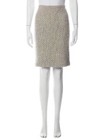 Pre-owned St. John Couture Tweed Pattern Knee-length Skirt In Neutrals