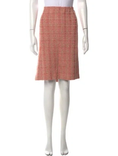 Pre-owned St. John Couture Tweed Pattern Knee-length Skirt In Orange