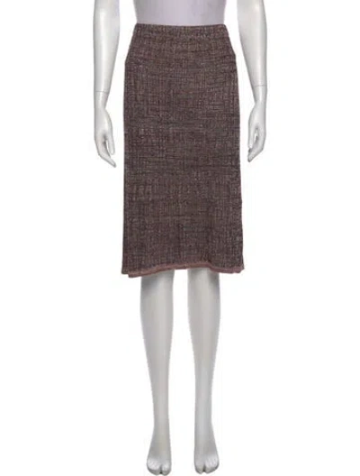 Pre-owned St. John Couture Tweed Pattern Knee-length Skirt In Pink