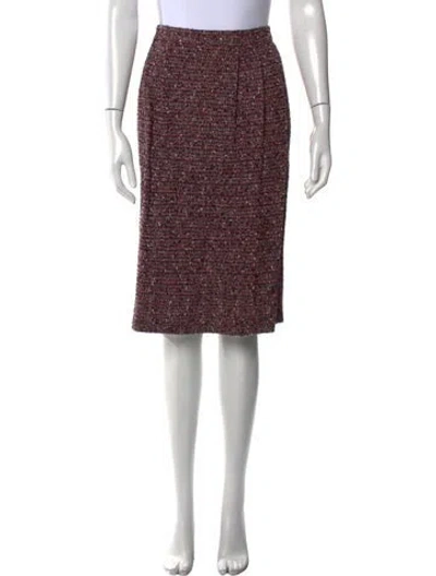 Pre-owned St. John Couture Tweed Pattern Knee-length Skirt In Red