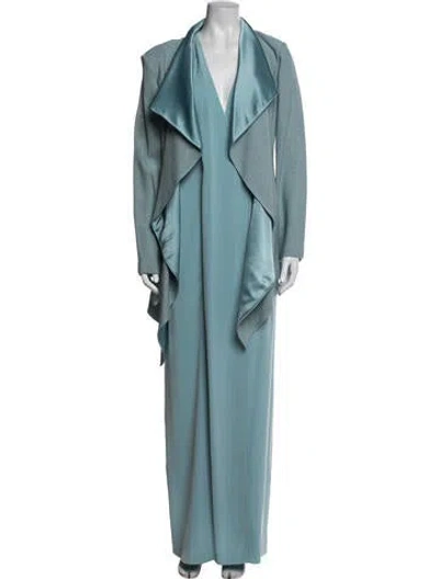 Pre-owned St. John Couture Tweed Pattern Long Dress In Blue