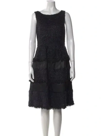 Pre-owned St. John Couture Tweed Pattern Midi Length Dress In Multi