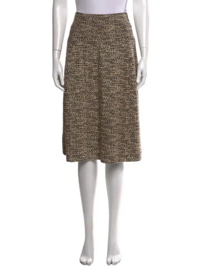 Pre-owned St. John Couture Tweed Pattern Midi Length Skirt In Brown